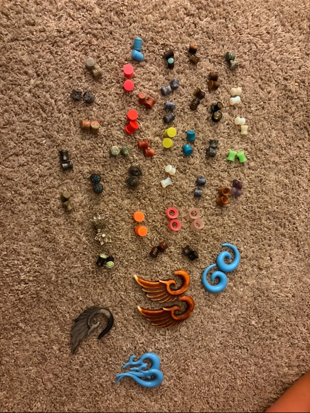 Assorted plugs - Blue, Orange, Green, Pink Accents